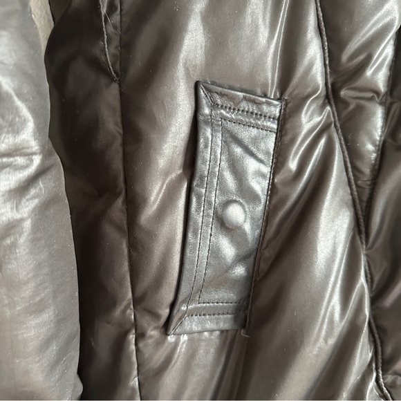 RUDSAK WINTER JACKET COAT Down Insulated Black Leather Trim Raccoon Fur Puffer S - Picture 8 of 12